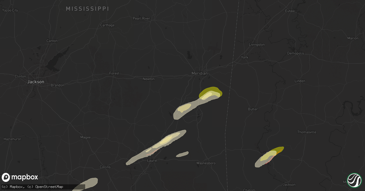 Hail map in Enterprise, MS on February 12, 2025