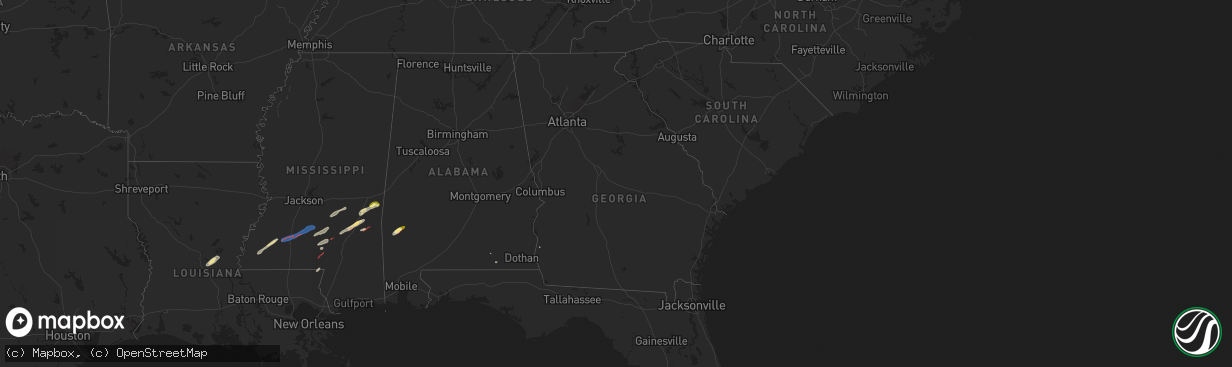 Hail map in Georgia on February 12, 2025