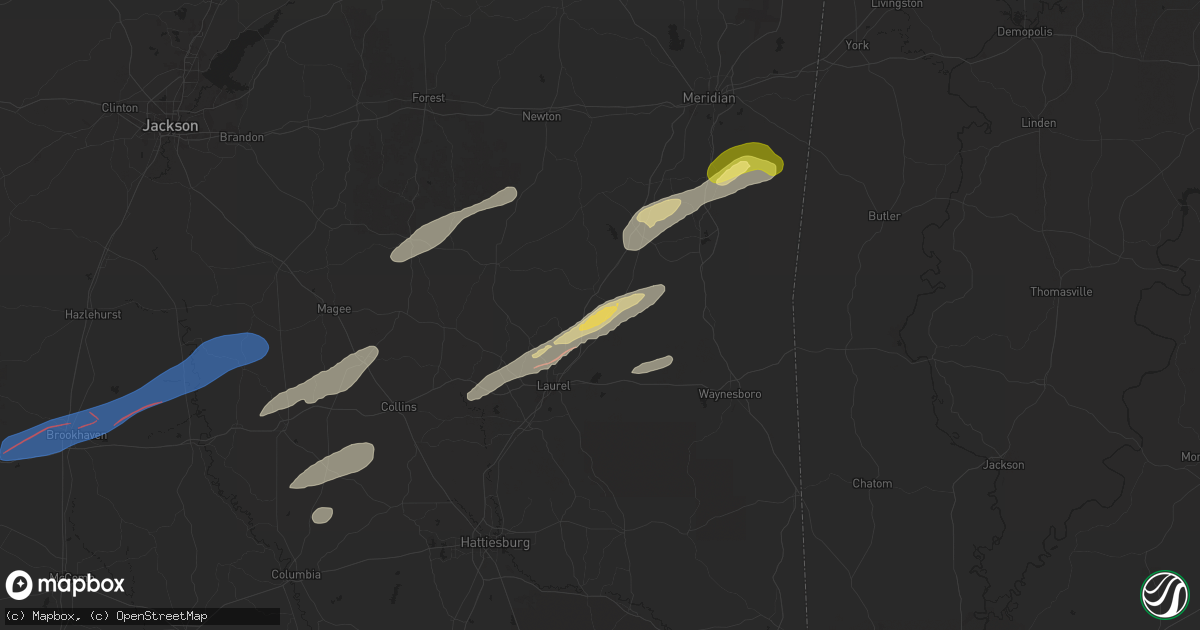 Hail map in Heidelberg, MS on February 12, 2025