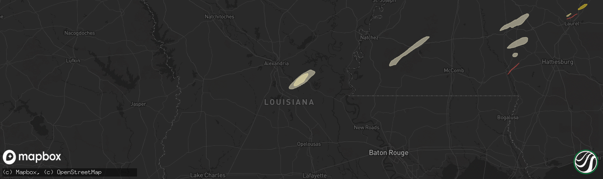 Hail map in Hessmer, LA on February 12, 2025