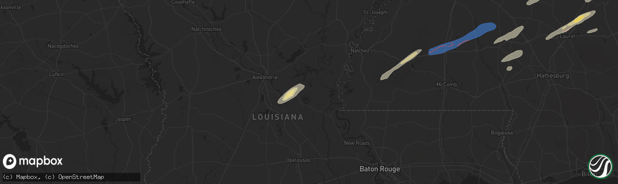 Hail map in Marksville, LA on February 12, 2025