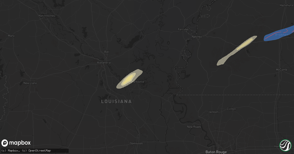Hail map in Marksville, LA on February 12, 2025
