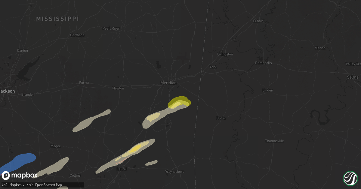 Hail map in Meridian, MS on February 12, 2025