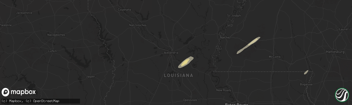 Hail map in Pineville, LA on February 12, 2025