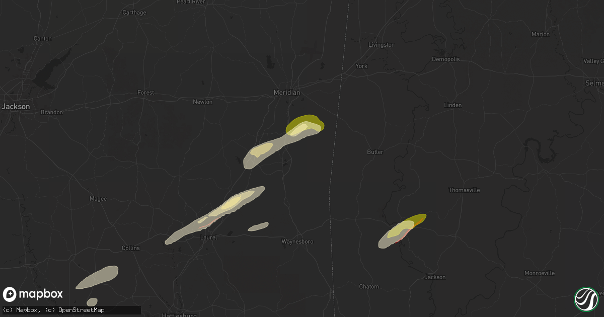 Hail map in Quitman, MS on February 12, 2025