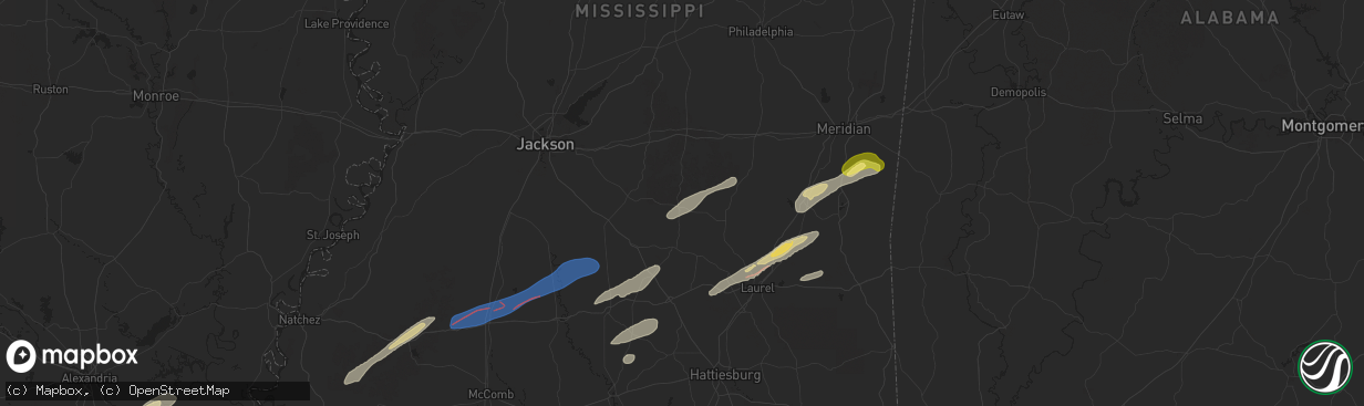 Hail map in Raleigh, MS on February 12, 2025