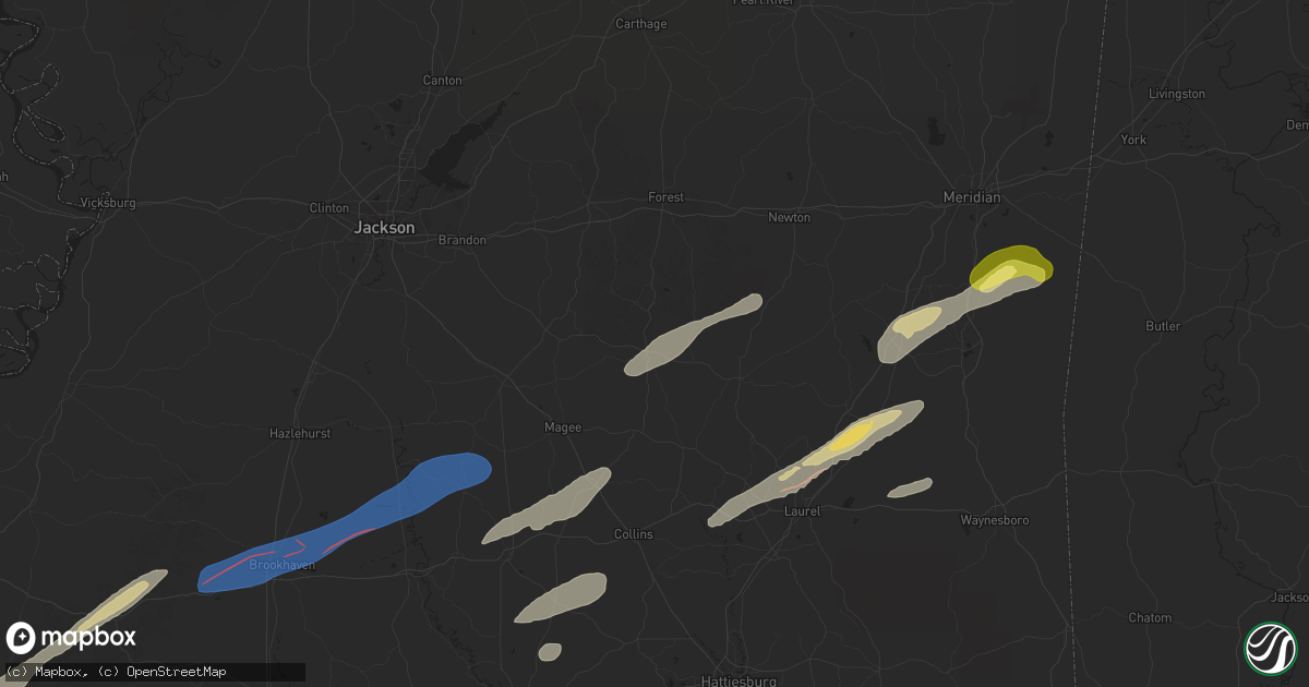 Hail map in Raleigh, MS on February 12, 2025