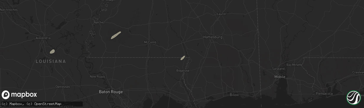 Hail map in Sandy Hook, MS on February 12, 2025