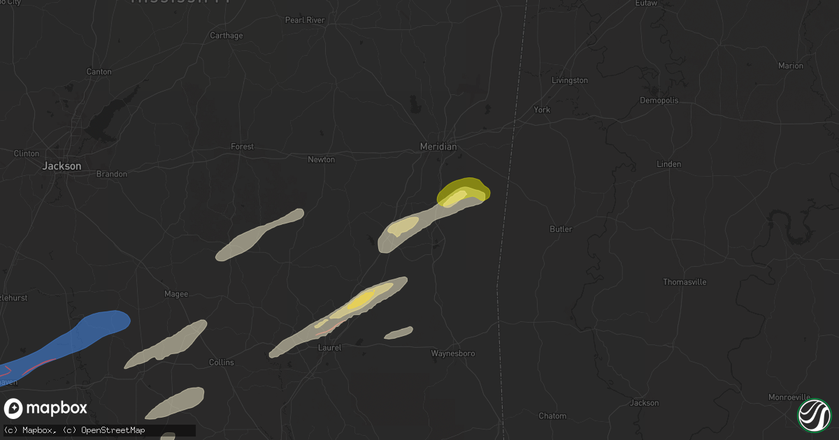 Hail map in Stonewall, MS on February 12, 2025