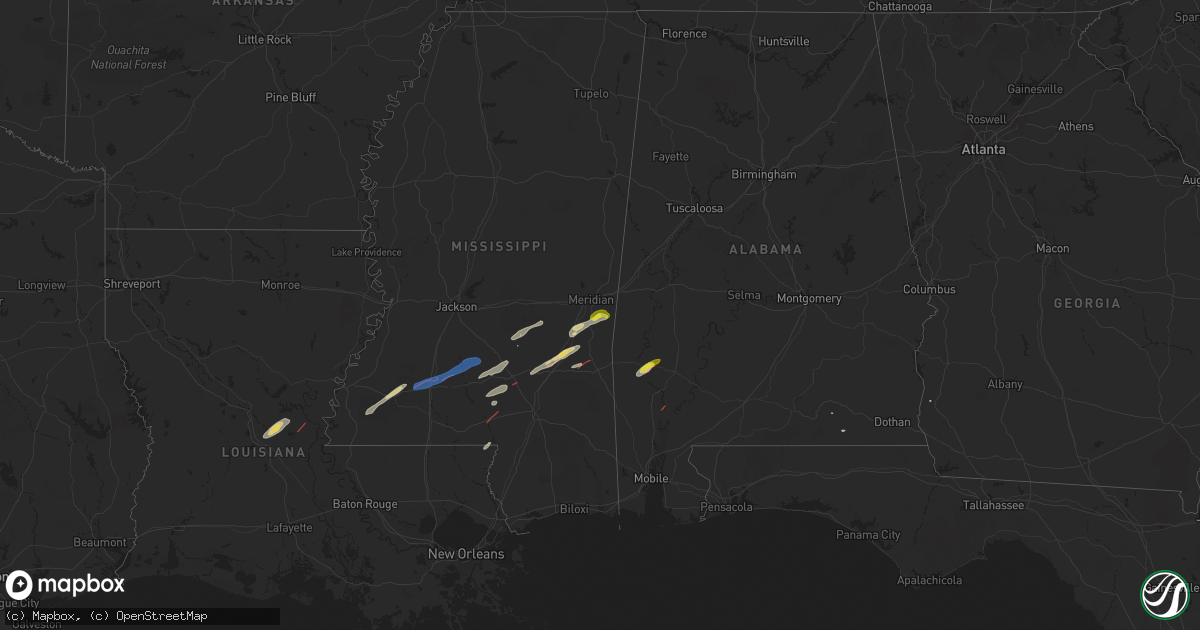 Hail map on February 12, 2025