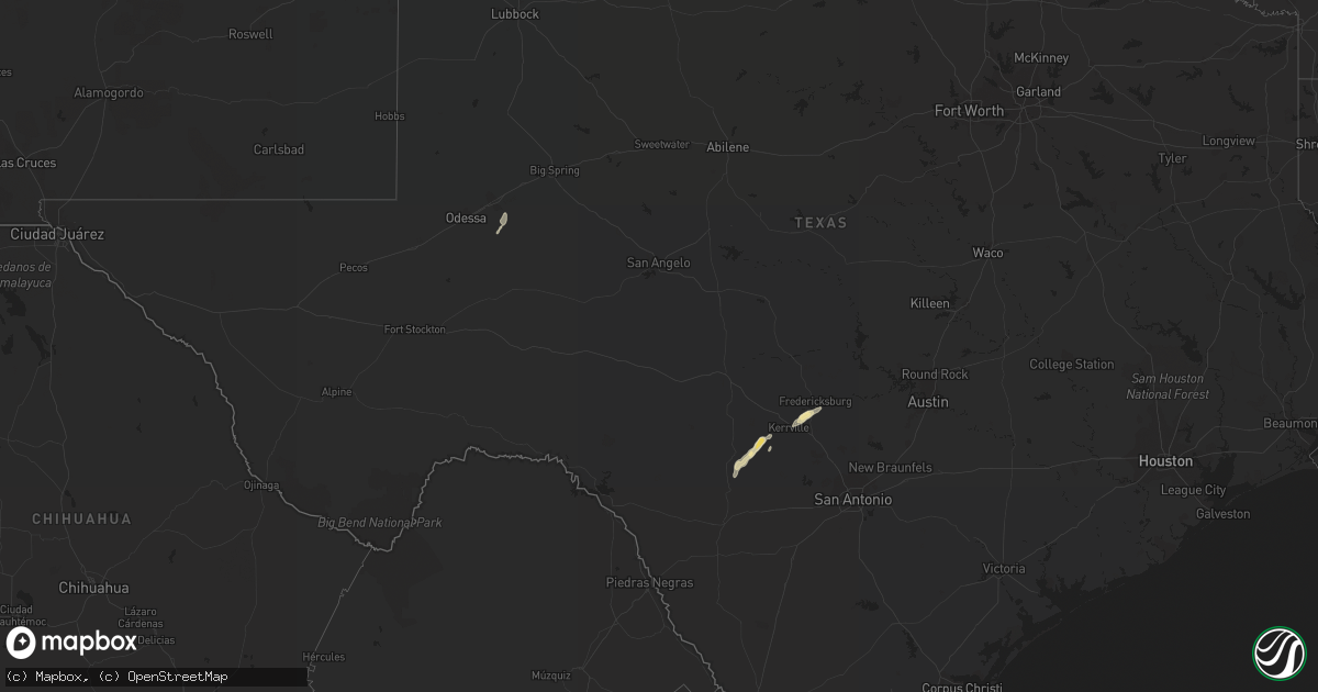 Hail map in Texas on February 13, 2017