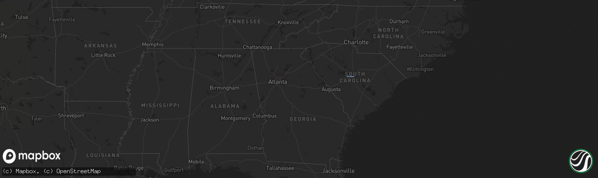 Hail map in Alabama on February 13, 2020