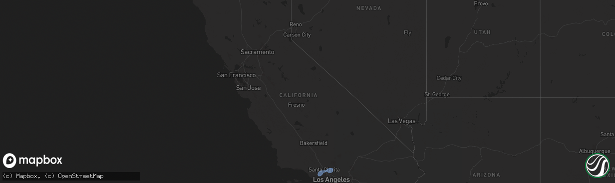 Hail map in California on February 13, 2025