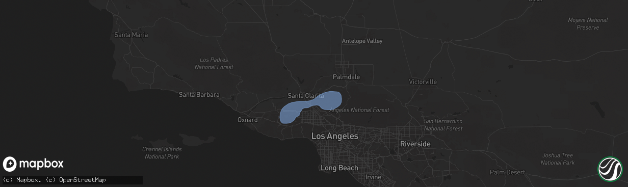 Hail map in Canyon Country, CA on February 13, 2025