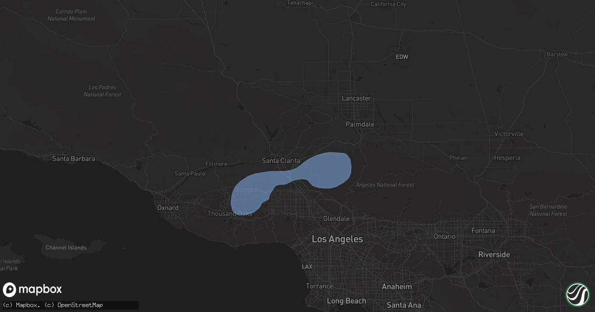 Hail map in Canyon Country, CA on February 13, 2025