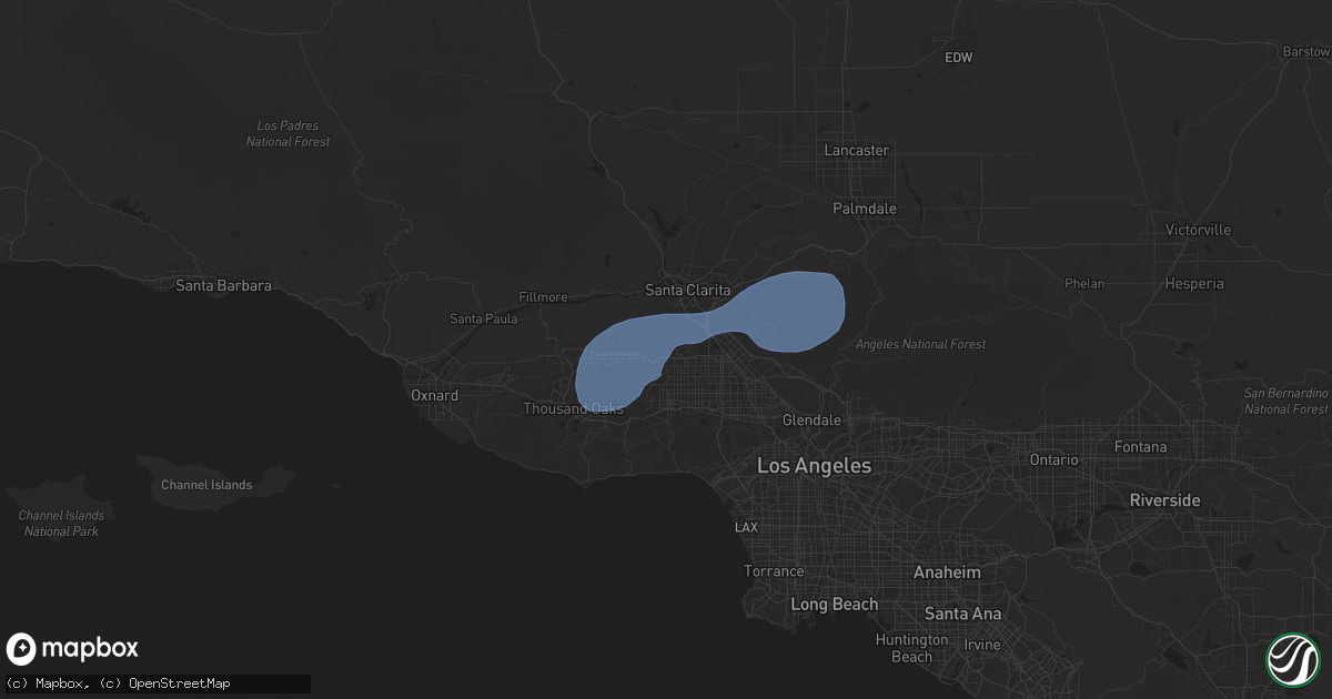 Hail map in Chatsworth, CA on February 13, 2025