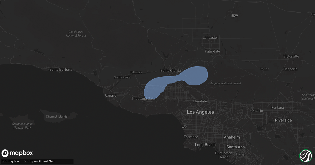 Hail map in Simi Valley, CA on February 13, 2025