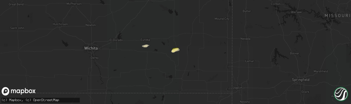 Hail map in Benedict, KS on February 13, 2026