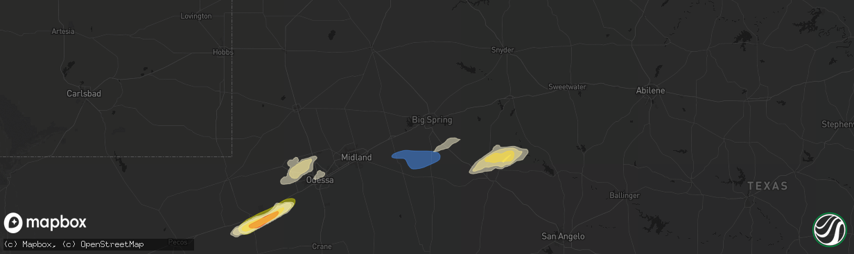 Hail map in Big Spring, TX on February 13, 2026
