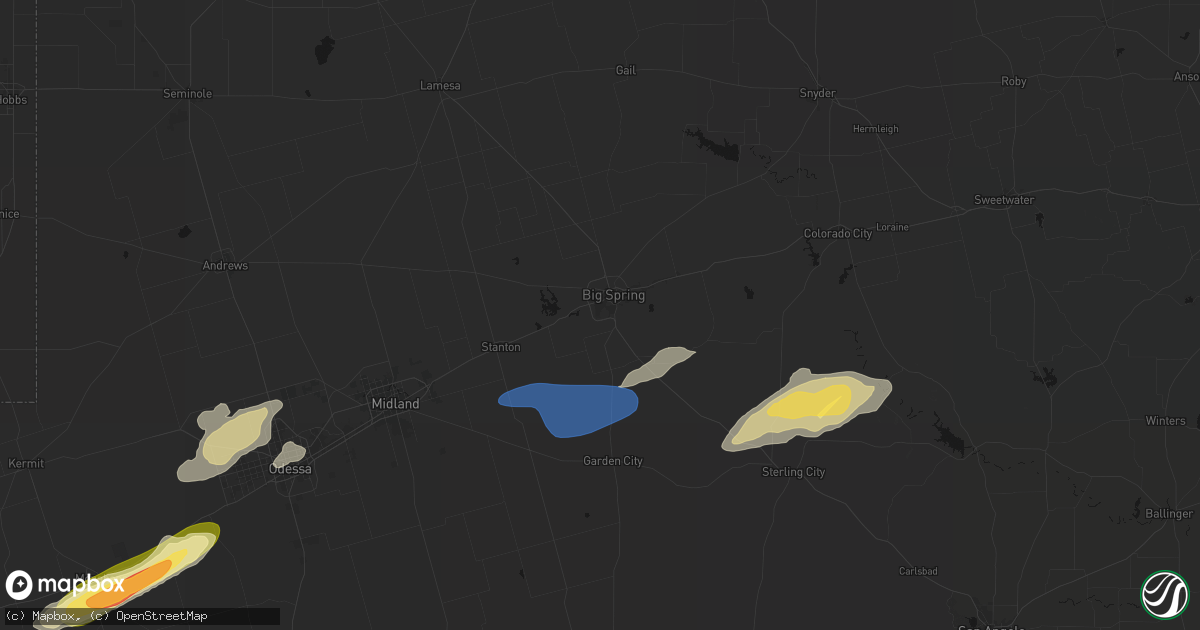 Hail map in Big Spring, TX on February 13, 2026