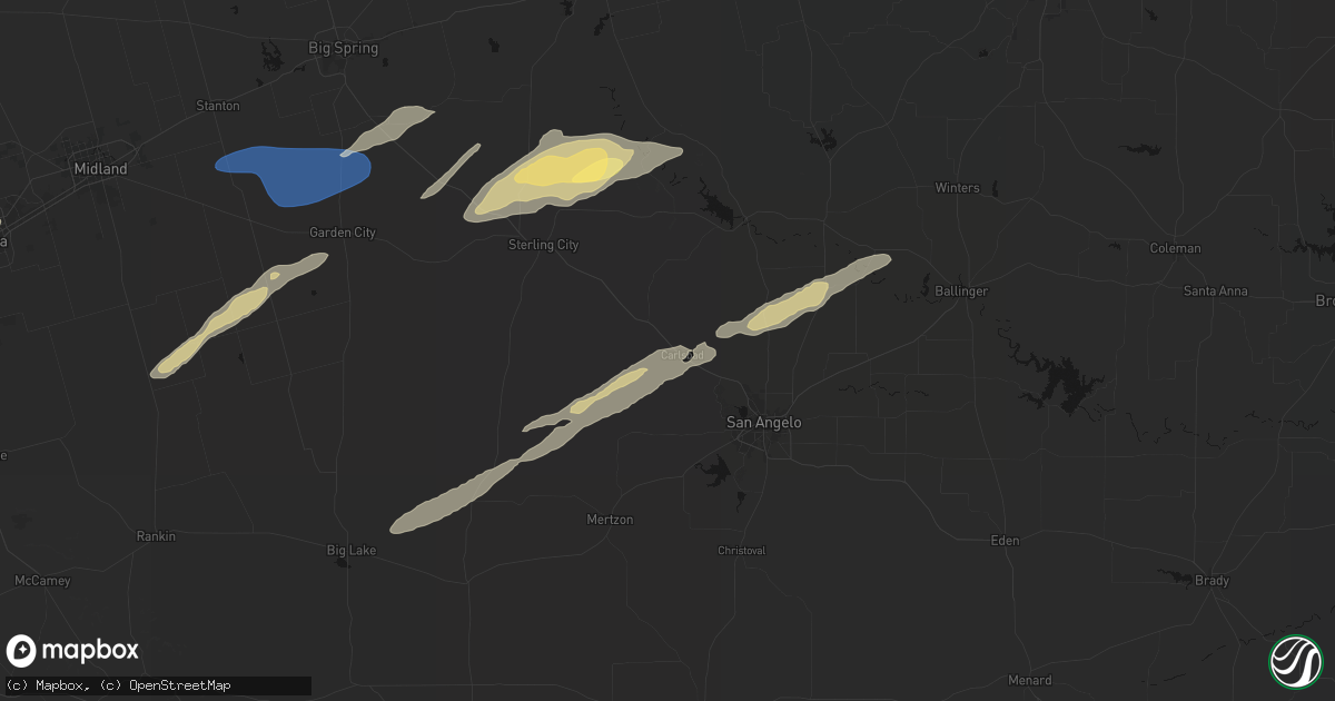 Hail map in Carlsbad, TX on February 13, 2026
