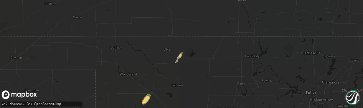 Hail map in Cherokee, OK on February 13, 2026