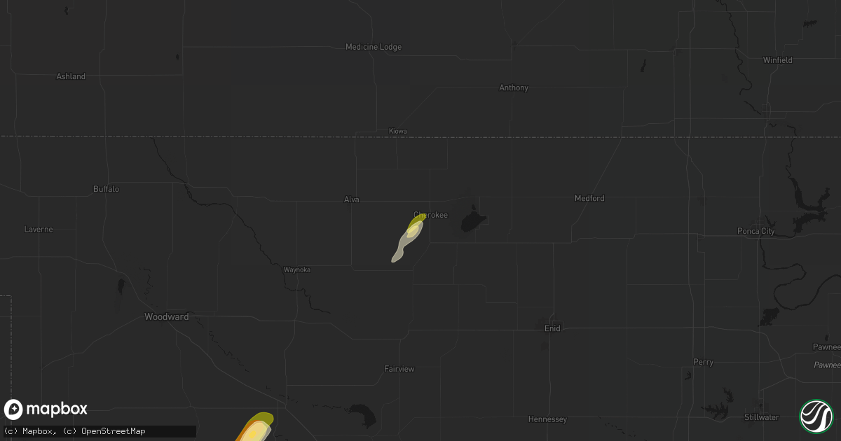 Hail map in Cherokee, OK on February 13, 2026