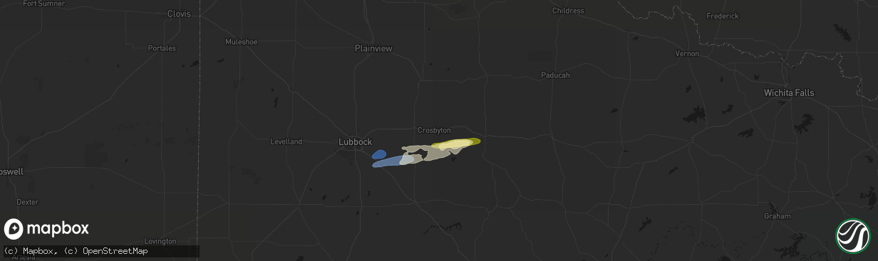 Hail map in Crosbyton, TX on February 13, 2026