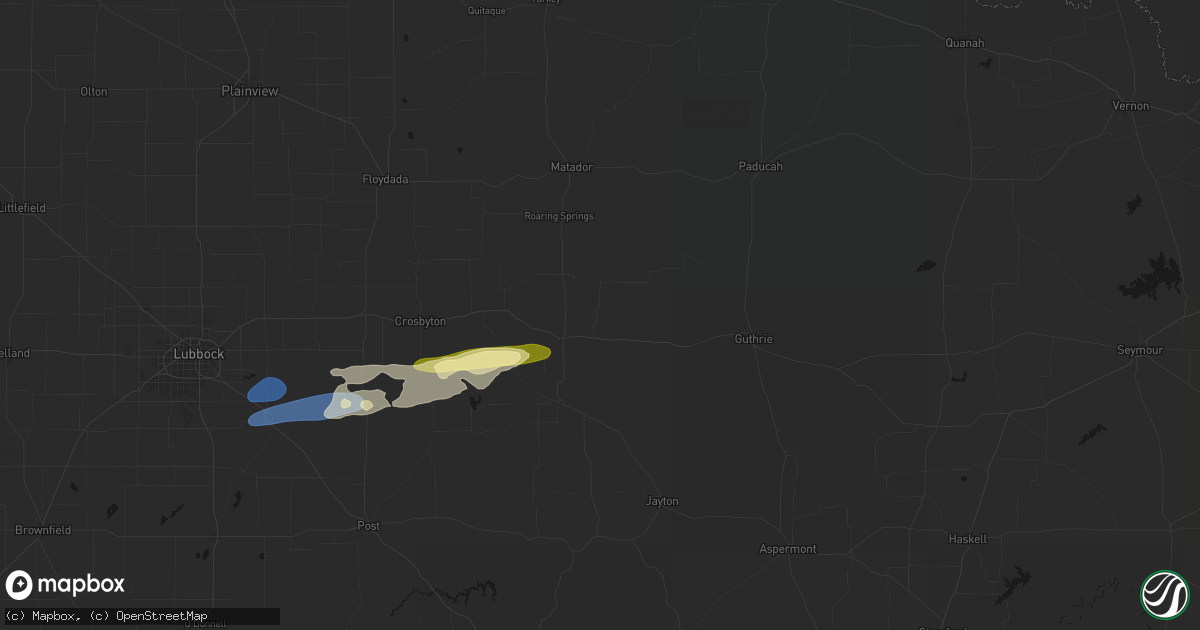 Hail map in Dickens, TX on February 13, 2026
