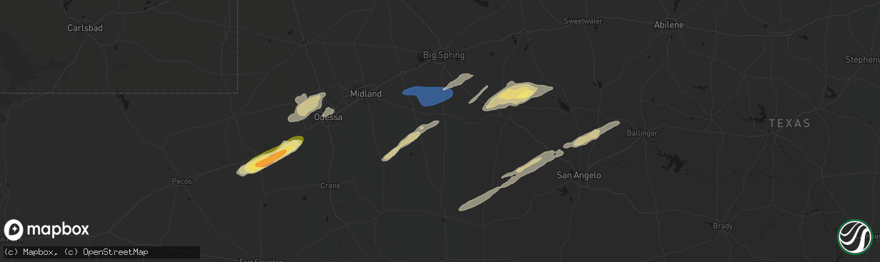 Hail map in Garden City, TX on February 13, 2026