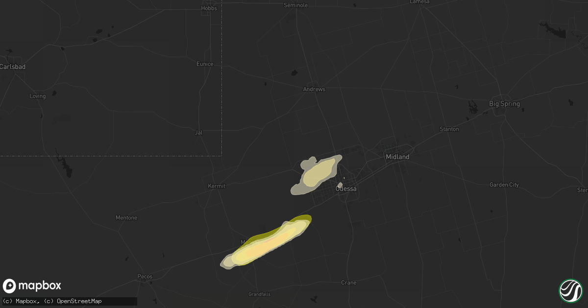 Hail map in Goldsmith, TX on February 13, 2026