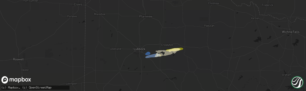 Hail map in Lorenzo, TX on February 13, 2026