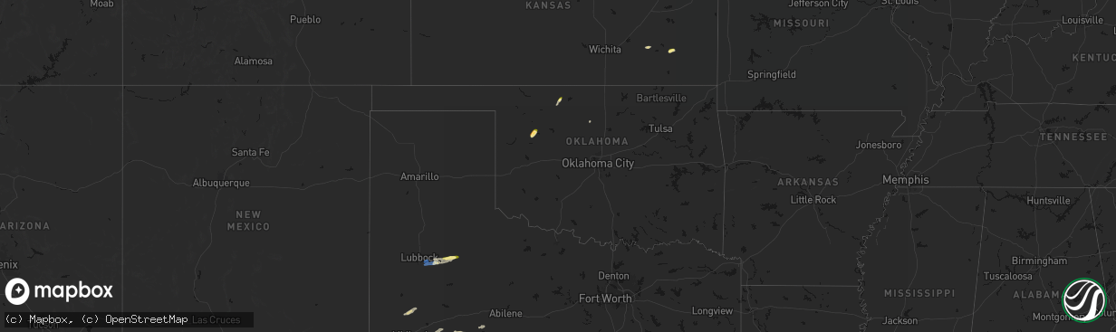 Hail map in Oklahoma on February 13, 2026