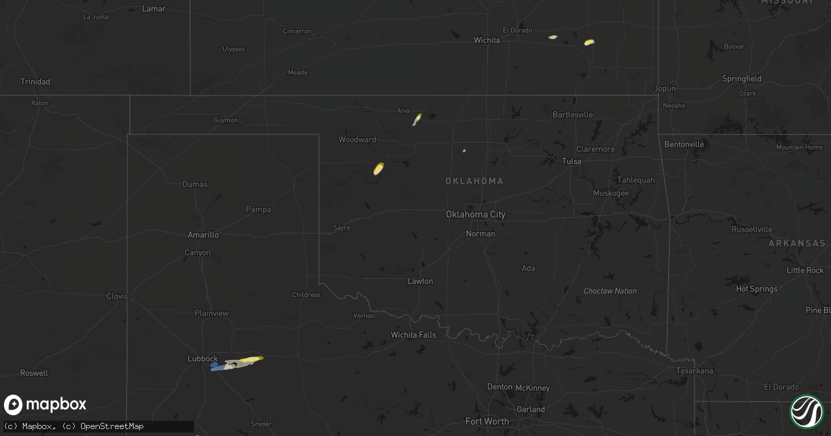 Hail map in Oklahoma on February 13, 2026