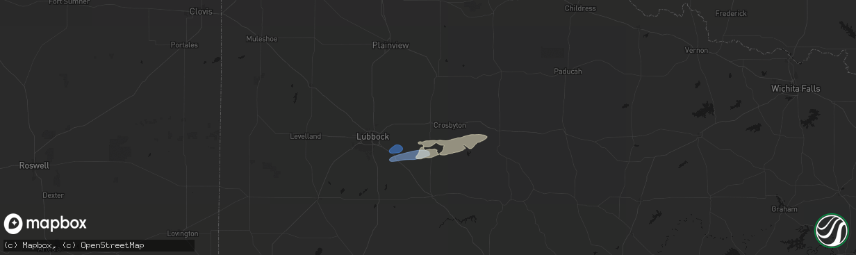 Hail map in Ralls, TX on February 13, 2026