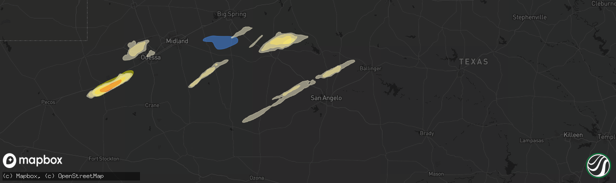 Hail map in San Angelo, TX on February 13, 2026