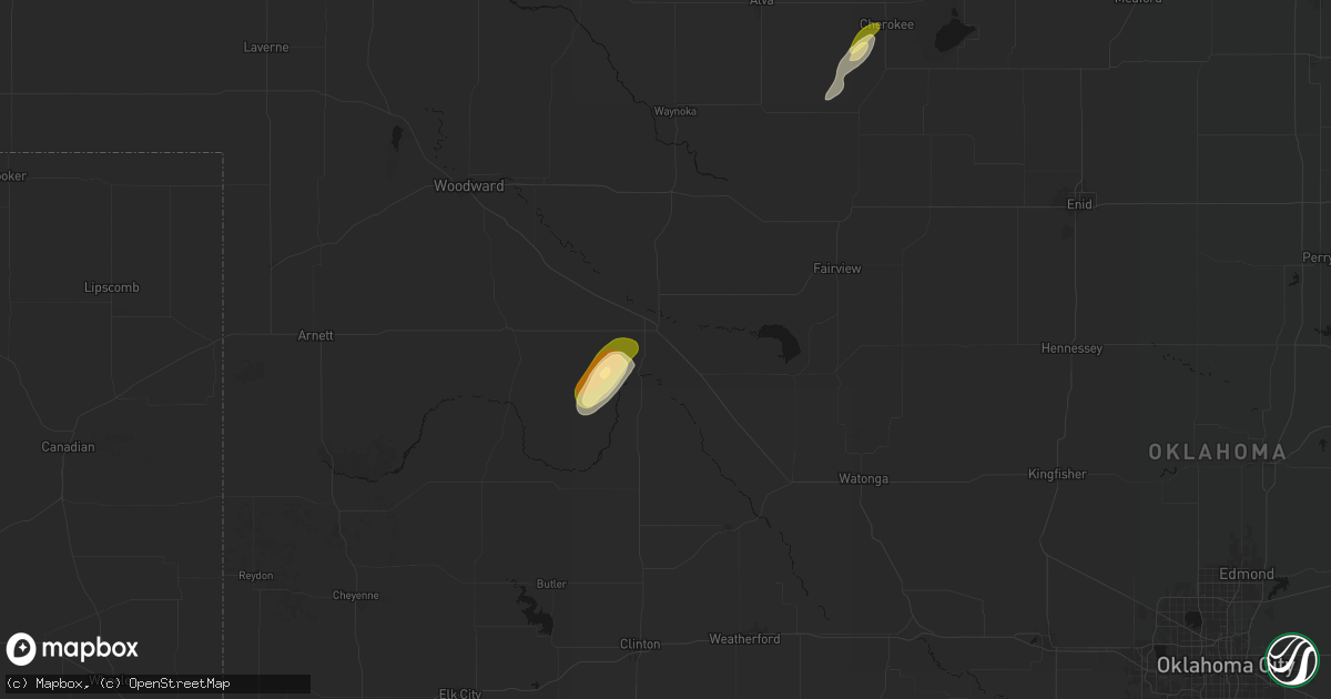 Hail map in Seiling, OK on February 13, 2026