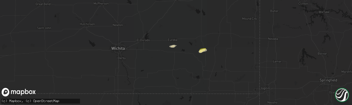 Hail map in Severy, KS on February 13, 2026