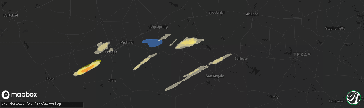Hail map in Sterling City, TX on February 13, 2026