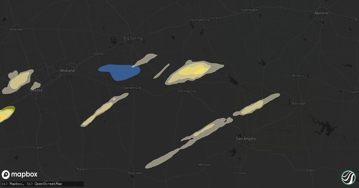 Hail map in Sterling City, TX on February 13, 2026