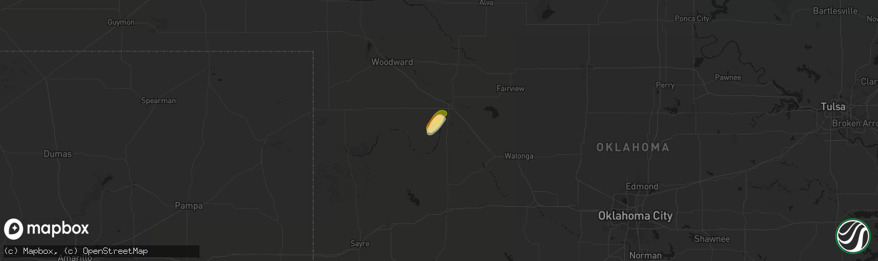 Hail map in Taloga, OK on February 13, 2026