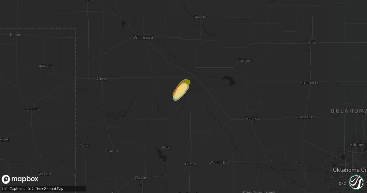 Hail map in Taloga, OK on February 13, 2026