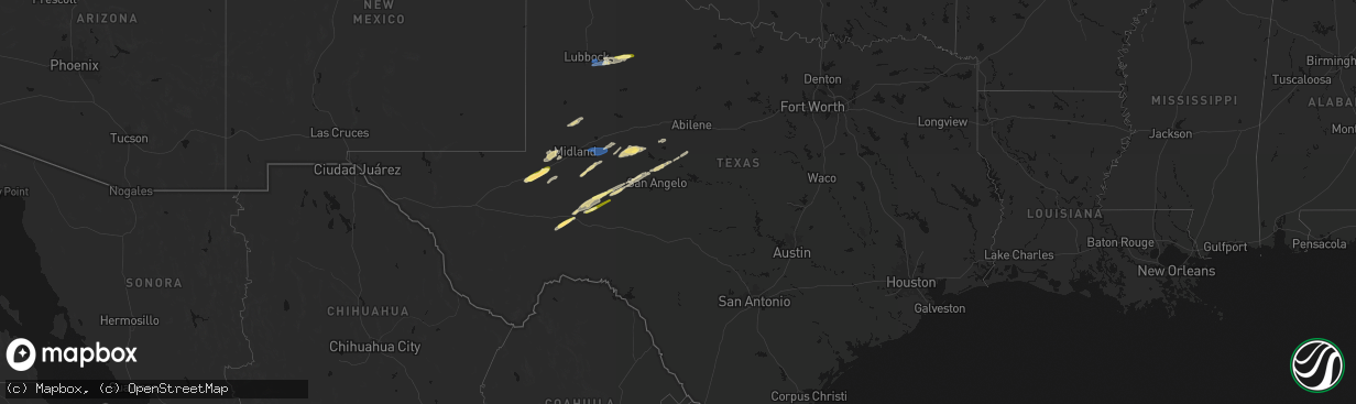 Hail map in Texas on February 13, 2026