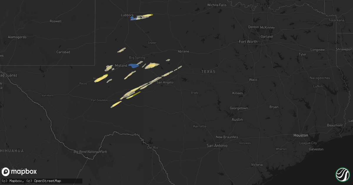 Hail map in Texas on February 13, 2026