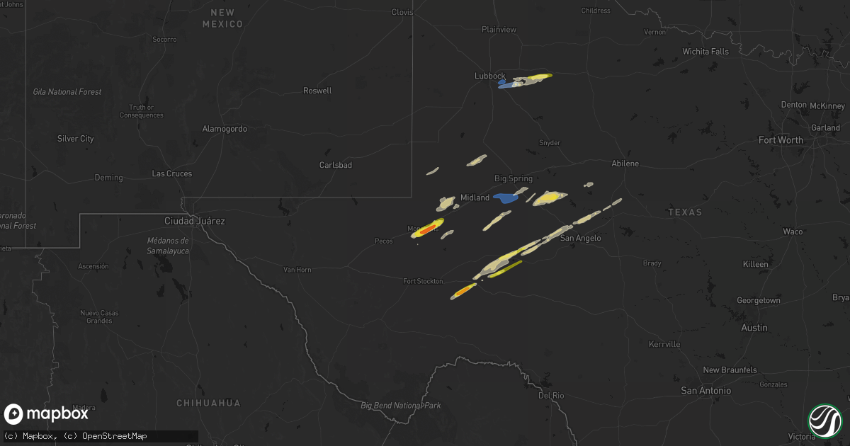 Hail map on February 13, 2026