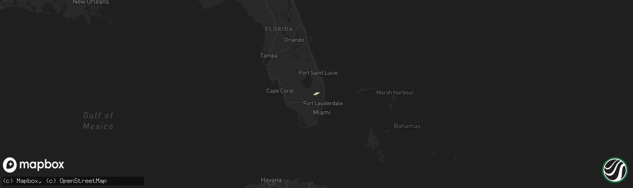 Hail map in Florida on February 14, 2013