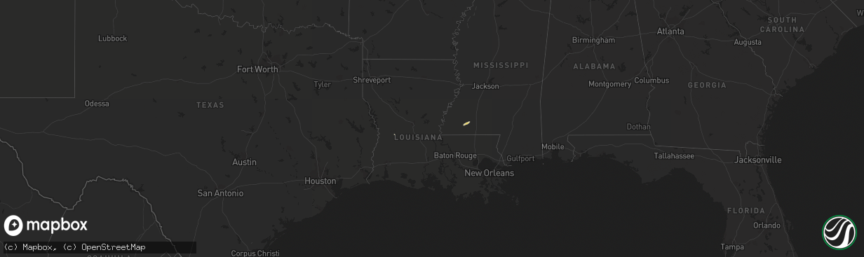 Hail map on February 14, 2016