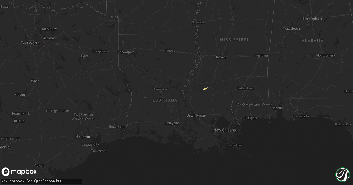 Hail map on February 14, 2016