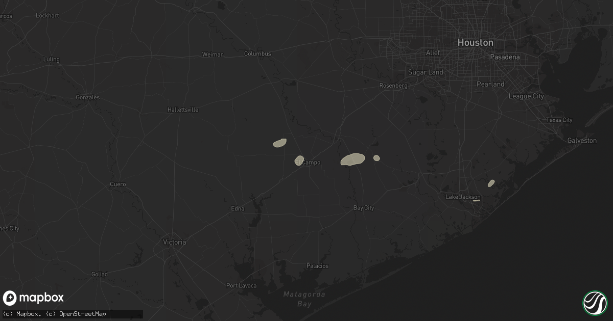 Hail map in El Campo, TX on February 14, 2017