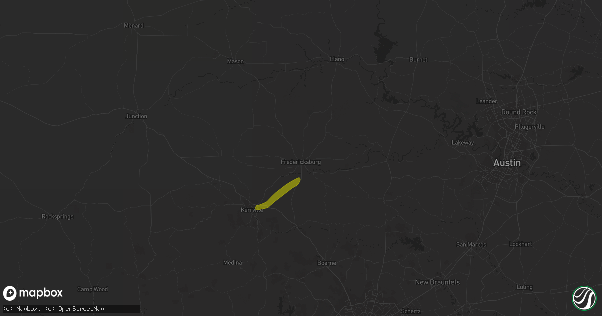 Hail map in Fredericksburg, TX on February 14, 2017
